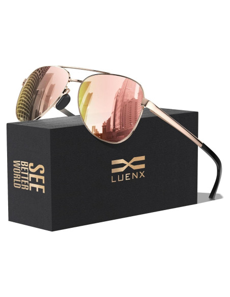 Gafas de sol LUENX Aviador polarizadas UV400 para hombres Gafas de sol LUENX Aviador polarizadas UV400 para hombres