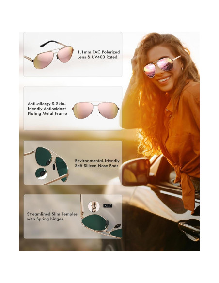 Gafas de sol LUENX Aviador polarizadas UV400 para hombres Gafas de sol LUENX Aviador polarizadas UV400 para hombres