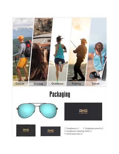 Gafas de sol LUENX Aviador polarizadas UV400 para hombres