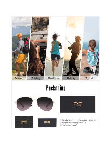 Gafas de sol LUENX Aviador polarizadas UV400 para hombres