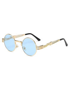 Gafas de sol redondas Dollger con marco dorado y lentes azules