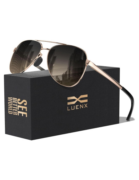 Gafas de sol LUENX Aviador Polarizadas UV400 para Hombres Gafas de sol LUENX Aviador Polarizadas UV400 para Hombres