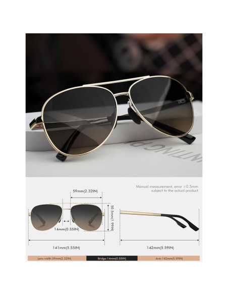 Gafas de sol LUENX Aviador Polarizadas UV400 para Hombres Gafas de sol LUENX Aviador Polarizadas UV400 para Hombres