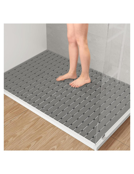 Alfombrilla de Ducha Antideslizante Yolife 90x60cm PVC Gris Alfombrilla de Ducha Antideslizante Yolife 90x60cm PVC Gris