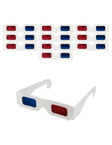 Gafas 3D de Papel QIANCAIWANG - 10 Pcs Anaglifo Rojo Azul