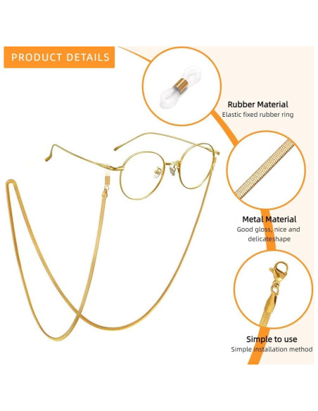 Cadena de Gafas 3 PCS Acero Inoxidable Unisex Elegante Cadena de Gafas 3 PCS Acero Inoxidable Unisex Elegante