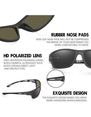 Gafas de Sol Deportivas KUGUAOK 100% UV para Hombres