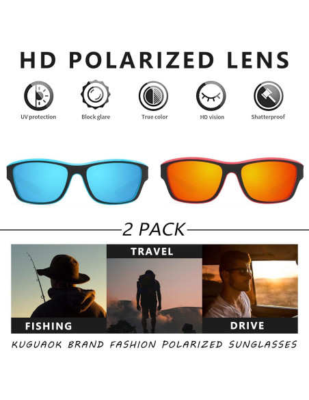Gafas de Sol Deportivas KUGUAOK Polarizadas UV 100% Hombres Gafas de Sol Deportivas KUGUAOK Polarizadas UV 100% Hombres