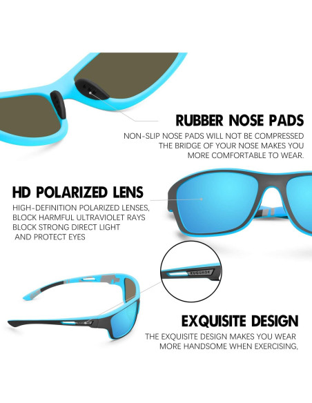 Gafas de Sol Deportivas KUGUAOK Polarizadas UV 100% Hombres Gafas de Sol Deportivas KUGUAOK Polarizadas UV 100% Hombres