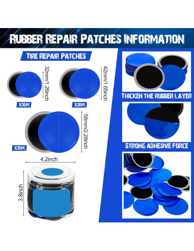 Kit de Reparación de Neumáticos Tallew 90 Piezas Caucho 32-58 mm