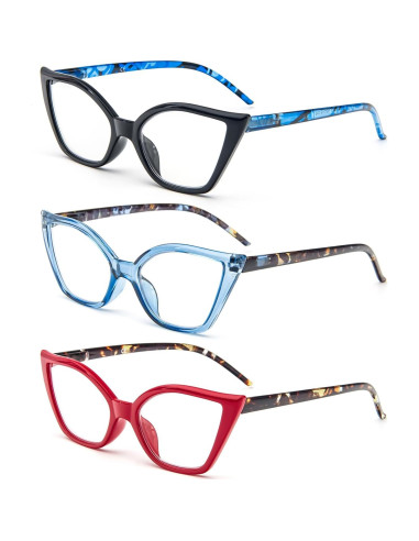 Gafas de Lectura DXYXYO Cat Eye 3 Paquetes Anti Luz Azul