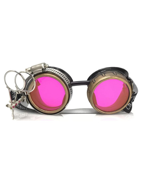 Gafas Steampunk Victoriano con Lentes de Lupa Rosa Gafas Steampunk Victoriano con Lentes de Lupa Rosa