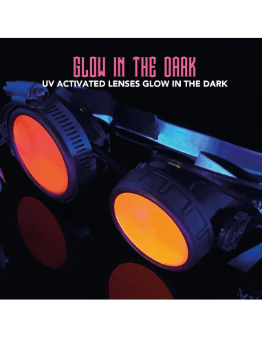 Gafas Steampunk Victoriano con Lentes de Lupa Rosa