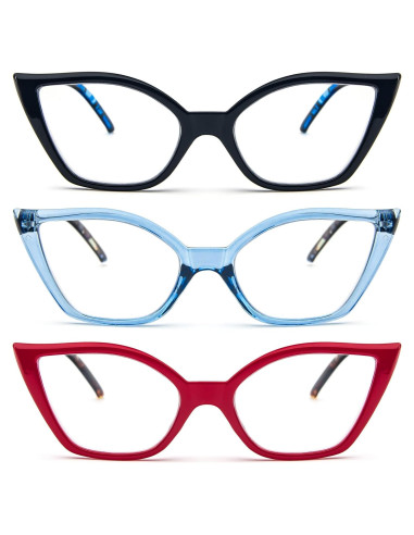 Gafas de Lectura Cat Eye DXYXYO Paquete de 3 Anti Luz Azul