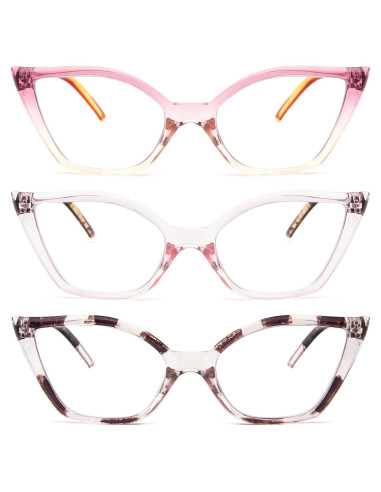 Gafas de Lectura Cat Eye DXYXYO Paquete de 3 Anti Luz Azul
