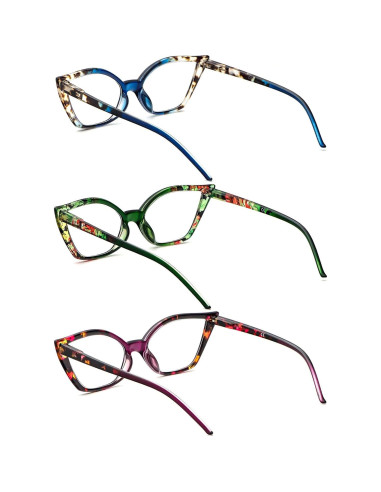 Gafas de Lectura Cat Eye DXYXYO 3 Pares Anti Luz Azul