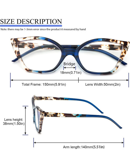 Gafas de Lectura Cat Eye DXYXYO 3 Pares Anti Luz Azul Gafas de Lectura Cat Eye DXYXYO 3 Pares Anti Luz Azul