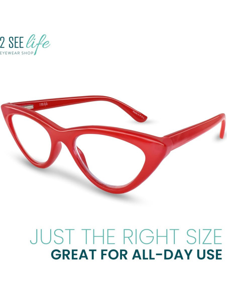 Gafas de lectura Cat Eye rojas 1.25x para mujeres - 2SeeLife Gafas de lectura Cat Eye rojas 1.25x para mujeres - 2SeeLife
