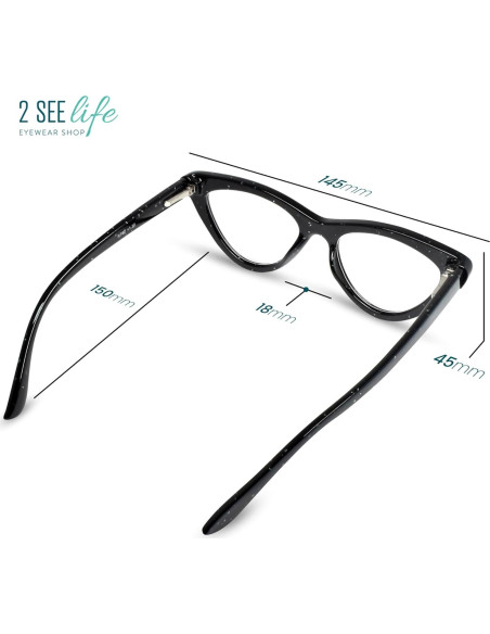Gafas de lectura ojo de gato 2.5x 2SeeLife brillantes negras Gafas de lectura ojo de gato 2.5x 2SeeLife brillantes negras