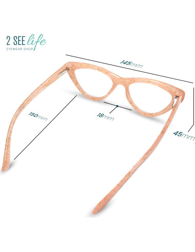 Gafas de lectura ojo de gato 1.75 Rosa Glitter 2SeeLife