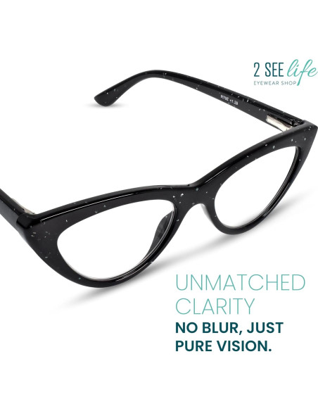 Gafas de lectura ojo de gato 3.0 2SeeLife negras brillantes Gafas de lectura ojo de gato 3.0 2SeeLife negras brillantes