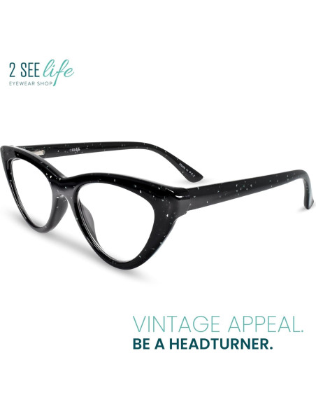 Gafas de lectura ojo de gato 3.0 2SeeLife negras brillantes Gafas de lectura ojo de gato 3.0 2SeeLife negras brillantes