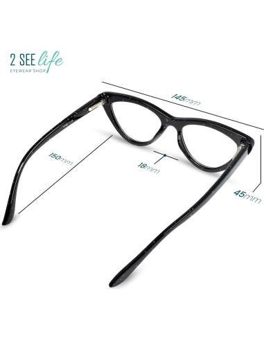 Gafas de lectura 2SeeLife R-702 negras 2.75x modernas