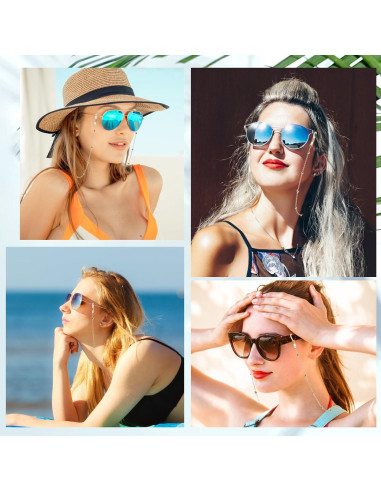 Cadena para Gafas Mujeres Oro 70 cm Ajustable Antideslizante
