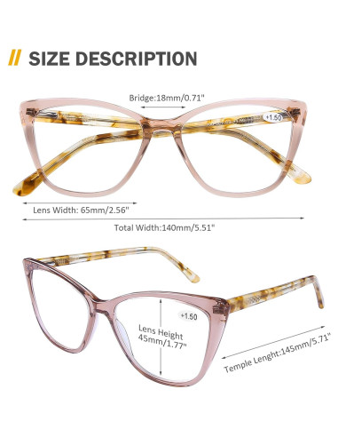 Gafas de Lectura AQWANO Anti Luz Azul Estilo Cateye 2.25
