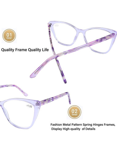 Gafas de Lectura AQWANO Ojo de Gato Púrpura 3.0 UV400