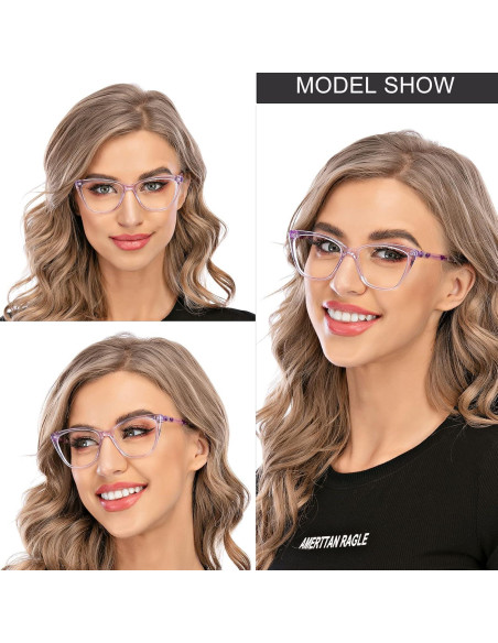 Gafas de Lectura AQWANO Ojo de Gato Púrpura 3.0 UV400 Gafas de Lectura AQWANO Ojo de Gato Púrpura 3.0 UV400