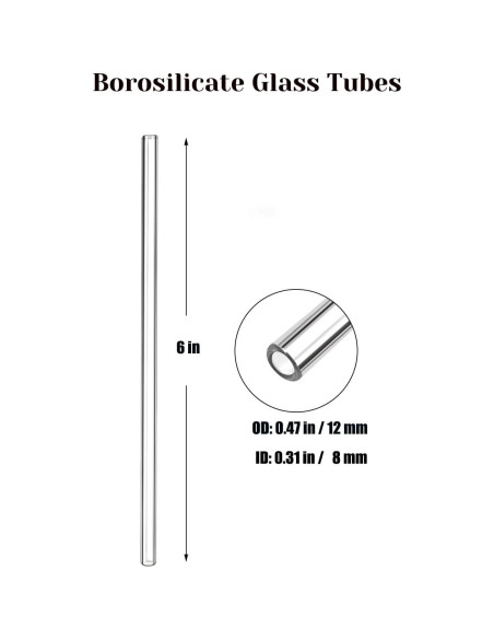 Tubo de vidrio de borosilicato LIFEHIM 6" (15.24cm) 12mm OD Tubo de vidrio de borosilicato LIFEHIM 6" (15.24cm) 12mm OD