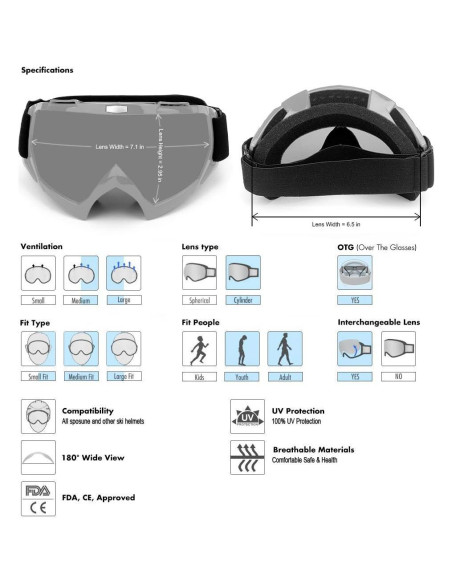 Gafas de Motocross SPOSUNE MT-003 Lente Boom&Clear UV400 Gafas de Motocross SPOSUNE MT-003 Lente Boom&Clear UV400