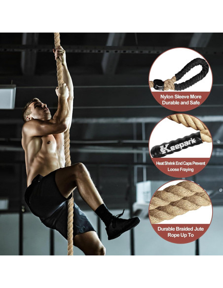 Cuerda de Escalada Keepark 3.05m Yute 1.5 Pulgadas Antideslizante Cuerda de Escalada Keepark 3.05m Yute 1.5 Pulgadas Antideslizante