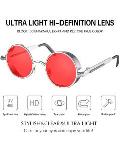 Gafas de Sol Steampunk Retro ProudDemon Redondas Metal 2