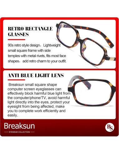 Gafas Retro Breaksun B70 Cuadradas Bloqueo Luz Azul