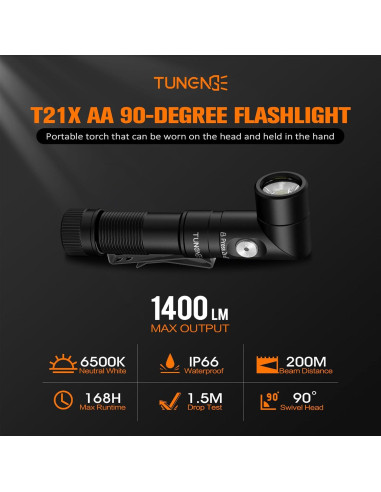 Linterna LED T21X 1400 Lúmenes Recargable con Imán