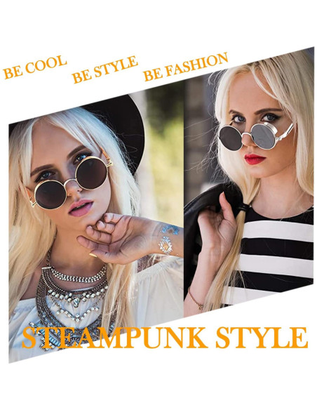 Gafas de sol redondas steampunk HJSUN10 con lentes HD Gafas de sol redondas steampunk HJSUN10 con lentes HD