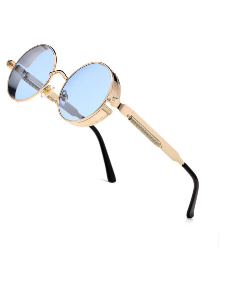 Gafas de sol redondas steampunk HJSUN10 con lentes UV400 Gafas de sol redondas steampunk HJSUN10 con lentes UV400