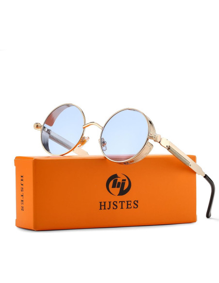 Gafas de sol redondas steampunk HJSUN10 con lentes UV400 Gafas de sol redondas steampunk HJSUN10 con lentes UV400