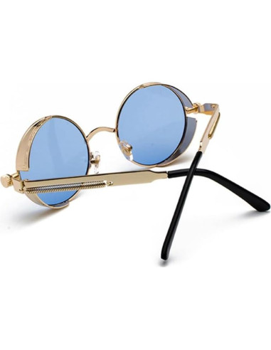 Gafas de sol redondas steampunk HJSUN10 con lentes UV400