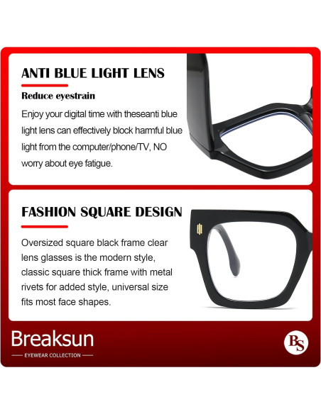 Gafas de bloqueo luz azul Breaksun B40 grandes cuadradas Gafas de bloqueo luz azul Breaksun B40 grandes cuadradas