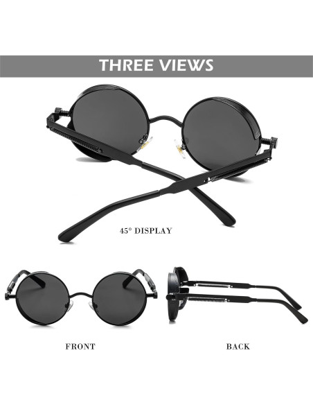Gafas de sol redondas steampunk HJSUN10 con lentes UV400 Gafas de sol redondas steampunk HJSUN10 con lentes UV400