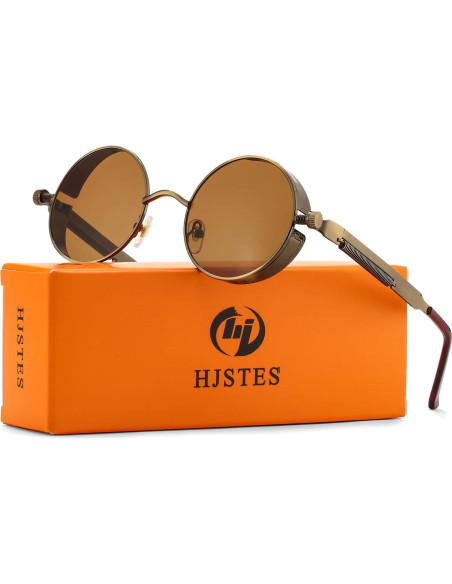Gafas de sol redondas steampunk HJSUN10 con lentes HD Gafas de sol redondas steampunk HJSUN10 con lentes HD