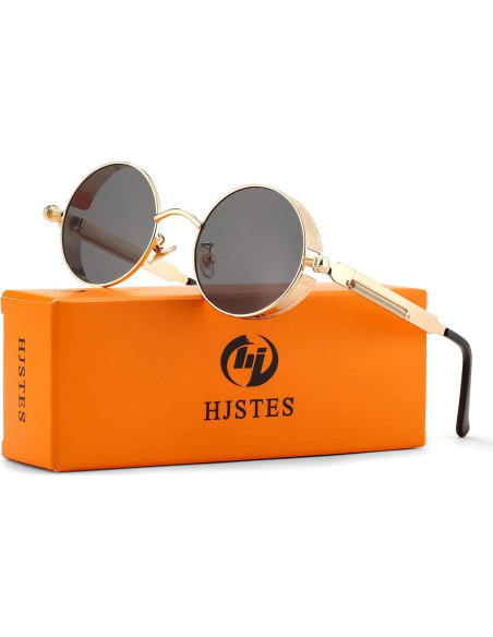 Gafas de sol redondas steampunk HJSUN10 con lentes HD Gafas de sol redondas steampunk HJSUN10 con lentes HD