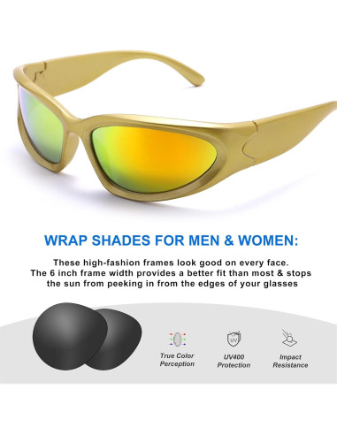 Gafas de Sol Envolventes GUVIVI Doradas UV 100%