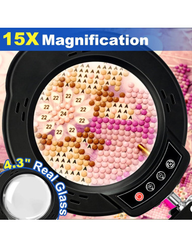 Lupa de 15X con Luz VvLons y Soporte Regulable