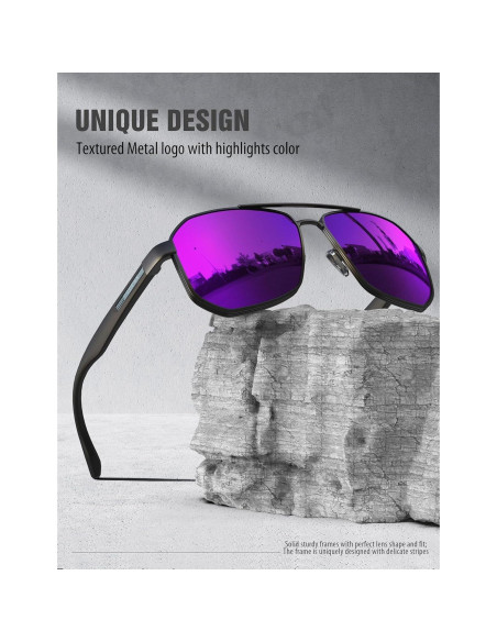 Gafas de sol LUENX Aviador Polarizadas UV400 61mm Hombres Gafas de sol LUENX Aviador Polarizadas UV400 61mm Hombres