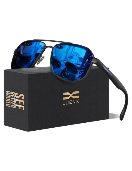 Gafas de sol LUENX Aviador Polarizadas UV400 61mm Hombres Gafas de sol LUENX Aviador Polarizadas UV400 61mm Hombres