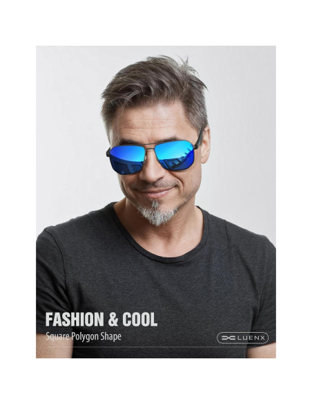 Gafas de sol LUENX Aviador Polarizadas UV400 61mm Hombres Gafas de sol LUENX Aviador Polarizadas UV400 61mm Hombres